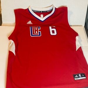 Adidas Red and White Basketball Jersey